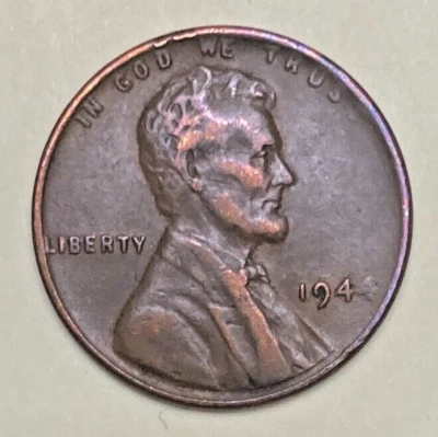 1944 No Mint Mark Lincoln Penny  ANAC GRADED VF 30 "Struck Through Grease" ERROR - Image 1 of 4