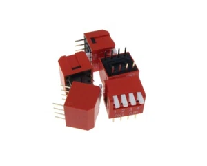 4 Position DIP Switch 2.54mm 0.1" Pitch Right Angle - Pack of 5 - Picture 1 of 1