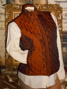 Small Quilted Vest PS Bronze 2 way Zip Pockets Stand up Collar NWOT Equestrian - Picture 1 of 7