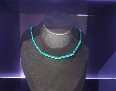 collana unisex minerale autentico howlite colore turchese argento 925 oro 18k - Immagine 1 di 4