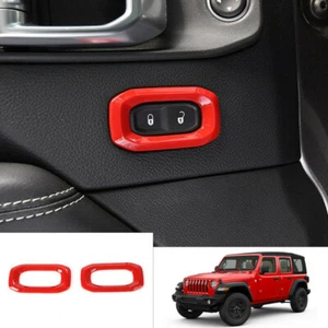 For Jeep Wrangler JL 2018 -2021 Red Inner Door Lock Switch Cover Trim - Imagen 1 de 8