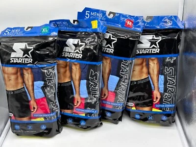 NEW 5 PAIR PACK STARTER MENS ATHLETIC FIT BOXER BRIEF COTTON ESSENTIAL 6" INSEAM - Image 1 of 4