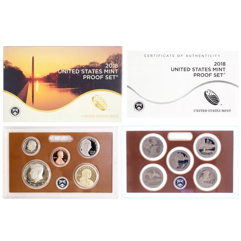2018 S Proof Set Original Box & COA 10 Coins CN-Clad Cover