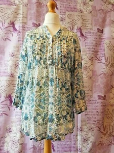 Damart Blue And White Pattern Ladies Summer Long Blouse Size 10 - Picture 1 of 8