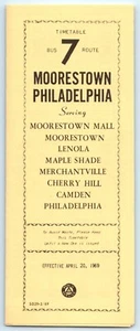 Fahrplan Öffentlicher Dienst Bus 7 Route Philadelphia PA Moorestown NJ 20. April 1969 - Bild 1 von 4