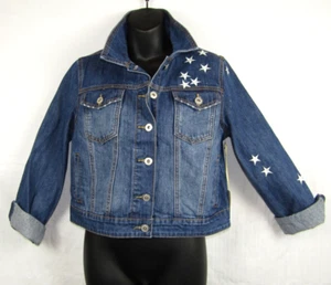 Catherine Malandrino Womens Crop Blue Denim Jacket Small Embroidered Stars - Picture 1 of 8