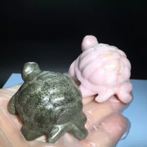 225g Natural Crystal Various ores Hand-carved.Exquisite tortoise.statues 2pcs - Picture 1 of 4