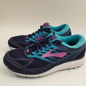Brooks Womens sz 10 B M Addiction 13 Navy Blue Teal Purple Running Shoes Sneaker - Picture 1 of 12