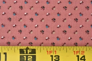33" Long, Vintage, Burgundy Blue Cream Diagonal Flowers on Pink, Cranston, P9819 - Picture 1 of 6