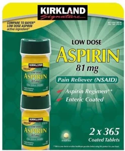 Kirkland Signature LOW Dose Aspirin 81mg Pain Reliever Aspirin Regimen Safety Co