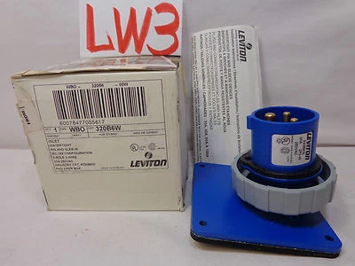 New Leviton 320B6W Water Tight Inlet Pin Sleeve IEC 309 2 Pole 3 Wire 20A 250V - Image 1 of 4