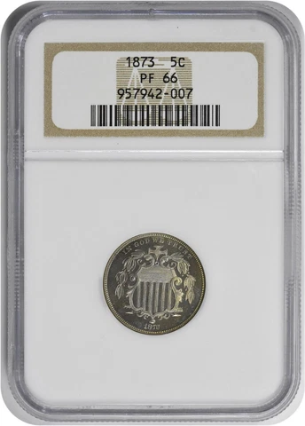 1873 Shield Nickel Closed 3 PR66 NGC Cover