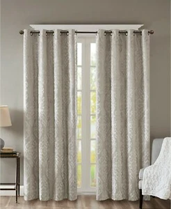 SunSmart Mirage 50" x 95" Knit Damask Total Blackout Window Panel - Champagne - Picture 1 of 5