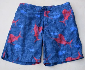 St John's Bay Swim Shorts Men's Size XL Lined Blue Swordfish Swimming Trunks NEW - Picture 1 of 6
