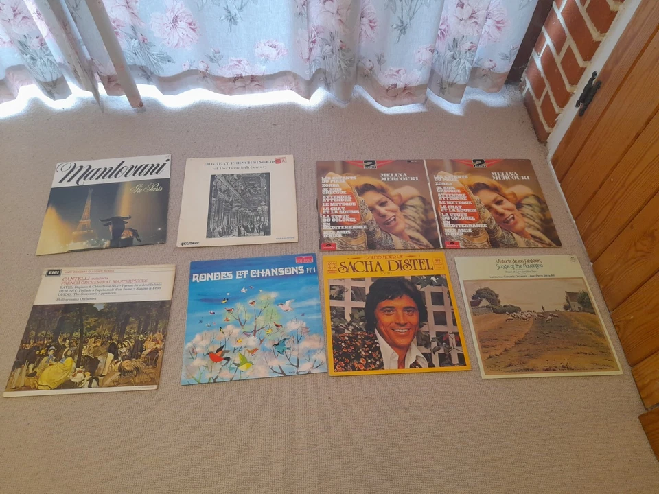 Collection 8 French vinyl LPs Chansons France Auvergne Mercouri Distel Records - Image 1 of 1