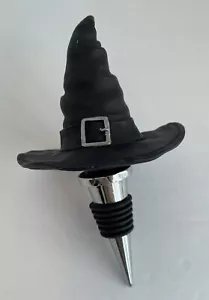 RARE Pottery Barn Black Witch Hat Wine Bottle Stopper Halloween - Picture 1 of 10