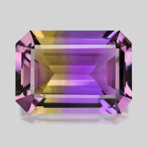 13.33ct ESPLÉNDIDO CORTE ESMERALDA PERSONALIZADO NATURAL BOLIVIANO MEZCLADO BI COLOR AMETRINO - Imagen 1 de 1