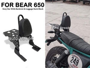 Fit For Royal Enfield Bear 650 SISSY BAR WITH BACKREST & LUGGAGE RACK BLACK - Bild 1 von 12