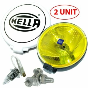 Pair Hella Comet 500 Driving Lamp Yellow Spot Light With Cover Universal Fit - Foto 1 di 12