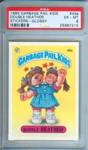 1985 Topps GPK Garbage Pail Kids DOUBLE HEATHER Glossy Sticker #49a PSA 6 - Bild 1 von 2