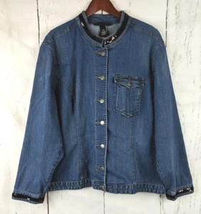 VENEZIA Jeansjacke 22/24 Stretch Lane Bryant Button Down Jeans Paillettenbesatz Mantel - Bild 1 von 6