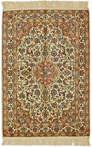 Alfombra de seda de cachemira 92x64 cm anudada a mano alfombra oriental nueva - Imagen 1 de 9