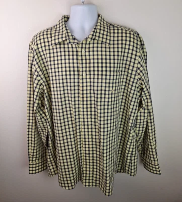 Nautica Mens Button Down Shirt Yellow Black Plaid Long Sleeve Size XL  - Image 1 of 4