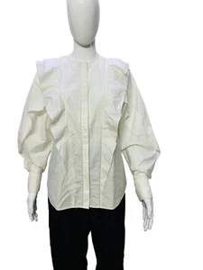 Isabel Marant Étoile Camicia Blusa Tunica Donna Ricamata Con Volant M 38 - Foto 1 di 7