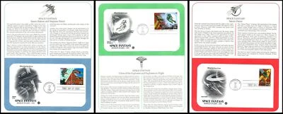 1993 Space Fantasy Sc 2741-2745 FDC PCS panel, 29¢ solar system science fiction - Image 1 of 4