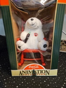 Vintage 1997 Coca Cola Polar Bear in Red Rocking Chair Christmas Plush - NIB - Picture 1 of 5