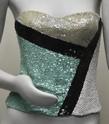 $2252 NUEVO Corsé Bustier La Perla Lentejuelas Negro Verde Blanco Cremallera Cuentas 46 EE. UU. 10 Foto 1 de 4