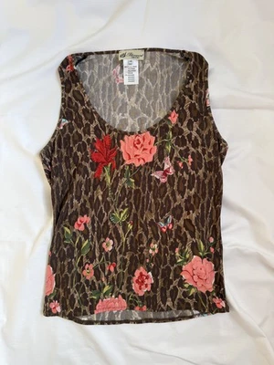 Blumarine Leopard Floral Diamanté Tank Top I48 - Image 1 of 4