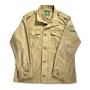 Timberland Giacca da Campo Militare Utilità Uomo XL Tela Marrone Intera Zip Tasche - Foto 1 di 11