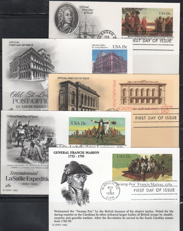 US Scott #UX94 - UX98 Post Cards First Day of Issue - Image 1 of 1