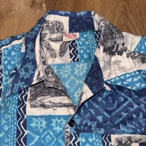 Barefoot In Paradise Shirt Vtg 60s 70s Loop Collar Hippy Hawaiian Mens Medium - Picture 1 of 15