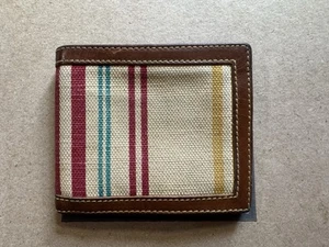 Authentic Bally Men's Leather Wallet Bifold Medium Card Striped Logo - Picture 1 of 8