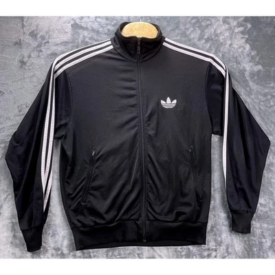 Jaqueta de atletismo Adidas Originals preta branca 3 listras logotipo trevo G vintage - Imagem 1 de 4