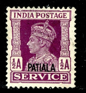 British India 1943 Patiala Official KGVI ½a Violet Scott #O65 Mint Q623 - Picture 1 of 6