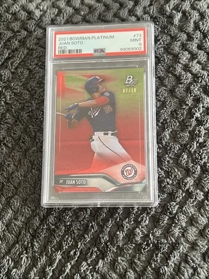 Juan Soto 2021 Bowman Platinum Red 07/10 PSA 9 - Image 1 of 4