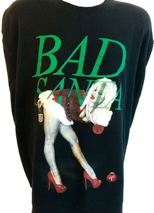 TWO IN THE SHIRT Men's Size XL Black Naughty Santa Sexy Pinup Model Sweater - Picture 1 of 4