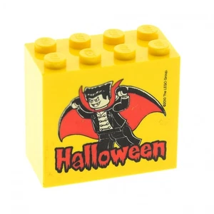 1x Lego Bau Stein 2x4x3 gelb Sammelsteine Halloween Dracula Vampir 30144pb091 - Picture 1 of 1