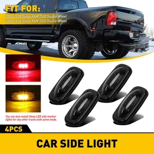 4X Amber+Red Smoked LED Side Marker Light Lamp 2003-2018 For RAM Dodge 2500 3500 - Picture 1 of 12
