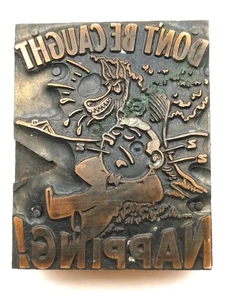 Vintage Printing Letterpress Printers Block Don't Be Caught Napping - Picture 1 of 2