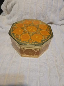 Schöne alte orange Keksdose Anita Engel, Flower Power IRA Dänemark Stempel - Bild 1 von 5
