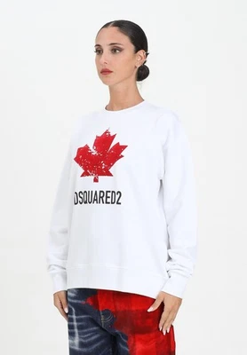 DSQUARED2 Sudaderas Mujer Blanco Sudadera Cuello Redondo Con Logo Otoño - Imagen 1 de 4