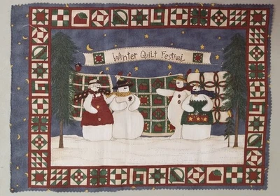 Moda/Deb Strain~"Winter Quilt Festival" ~Snowmen~Cotton Fabric Panel ~ 13"x11" - Image 1 of 3