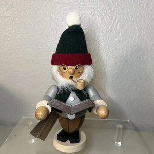Caja y barril ranchero caroler fumador madera juguete de Navidad Erzgebirge Alemania - Imagen 1 de 13