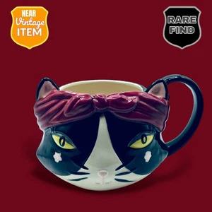 Black Cat Ceramic Mug With Red Headscarf Design By Home Essentials. - Picture 1 of 8