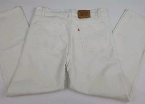 Pantalones de mezclilla Levi's vintage blancos con lengüeta naranja hechos en EE. UU. 37 505 marcas usadas* - Imagen 1 de 14