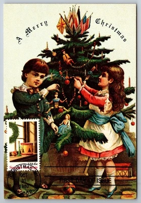 #1445 Christmas Drum and Wreath FDC Maxi Card - Image 1 of 2